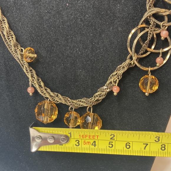 33" Long Talbots Dark Yellow Beaded and Hoop Chain Necklace - Picture 7 of 13